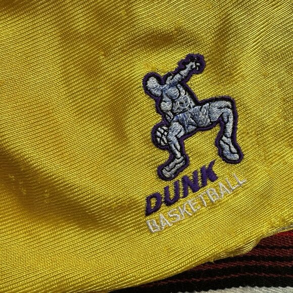 RARE VTG Dunk Basketball Shorts Men Yellow Purple Shiny Dazzle‎ Silky *No Size* - Picture 4 of 7